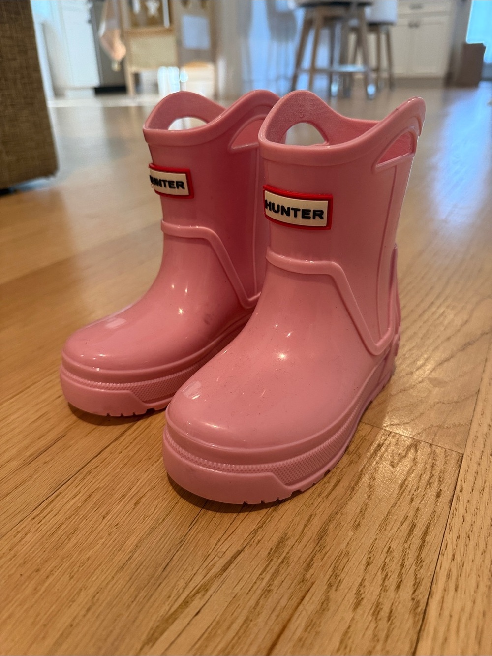 Hunter Kids Pink Rain Boots with Pull Handles